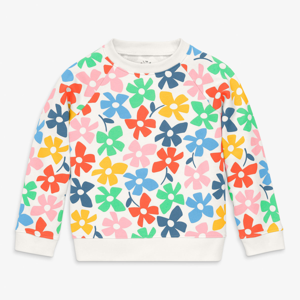 Clearance kids sweatshirt in rainbow blooms in ivory-rainbow-spring-blooms