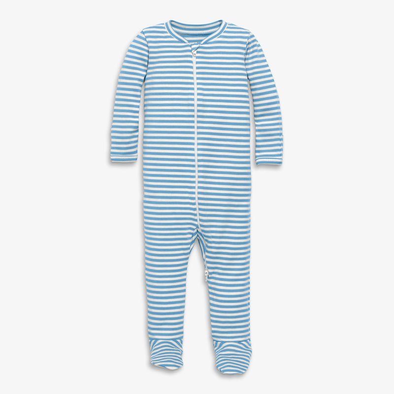 Baby organic zip footie in stripe