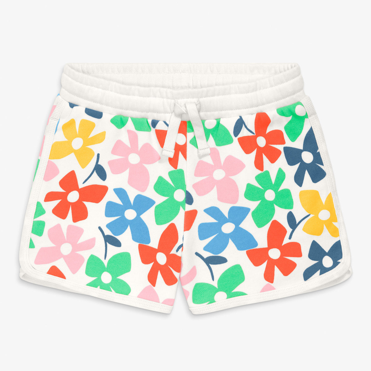 Kids recess short in rainbow blooms in ivory-rainbow-spring-blooms