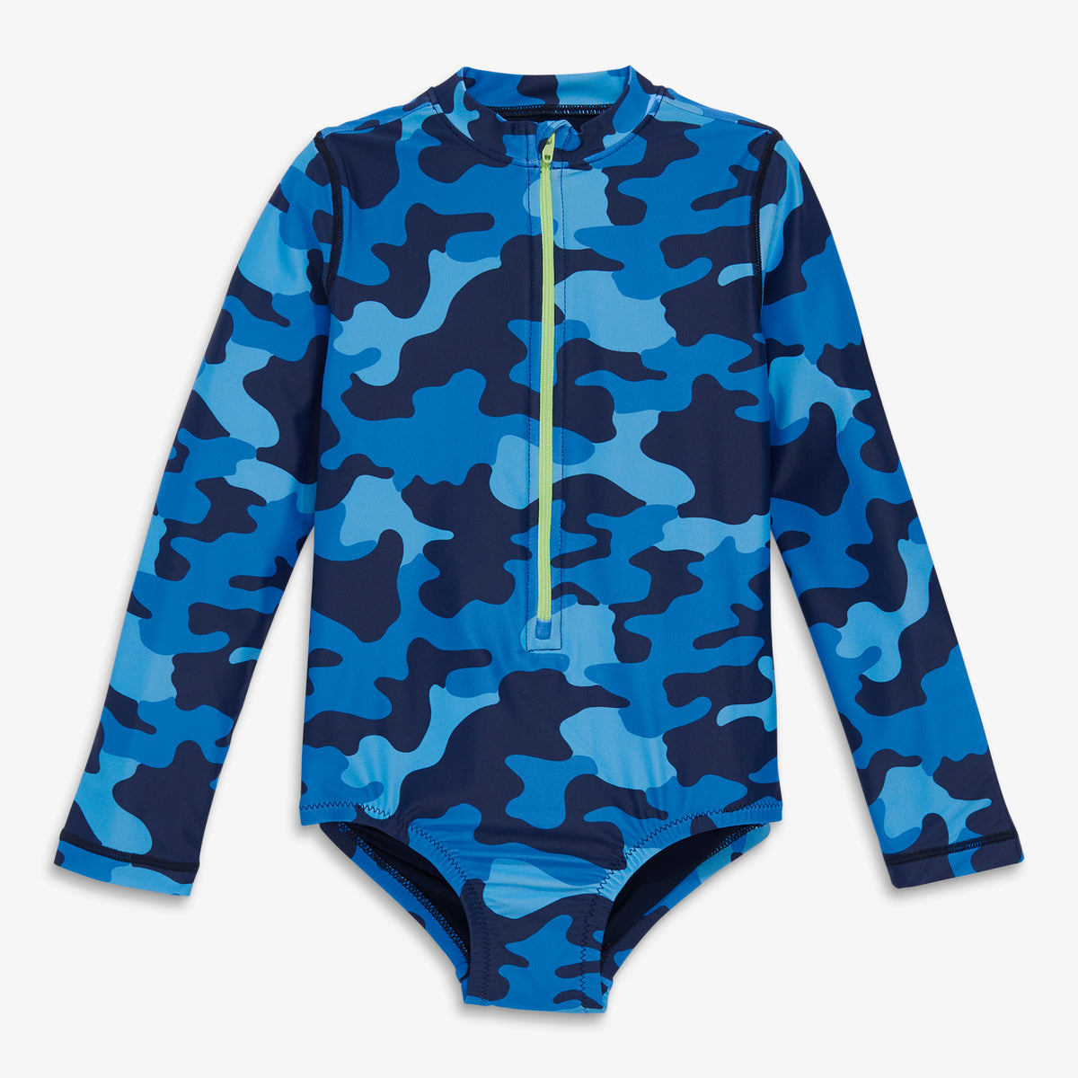 Clearance kids one-piece rash guard in camo in blueberry-camo