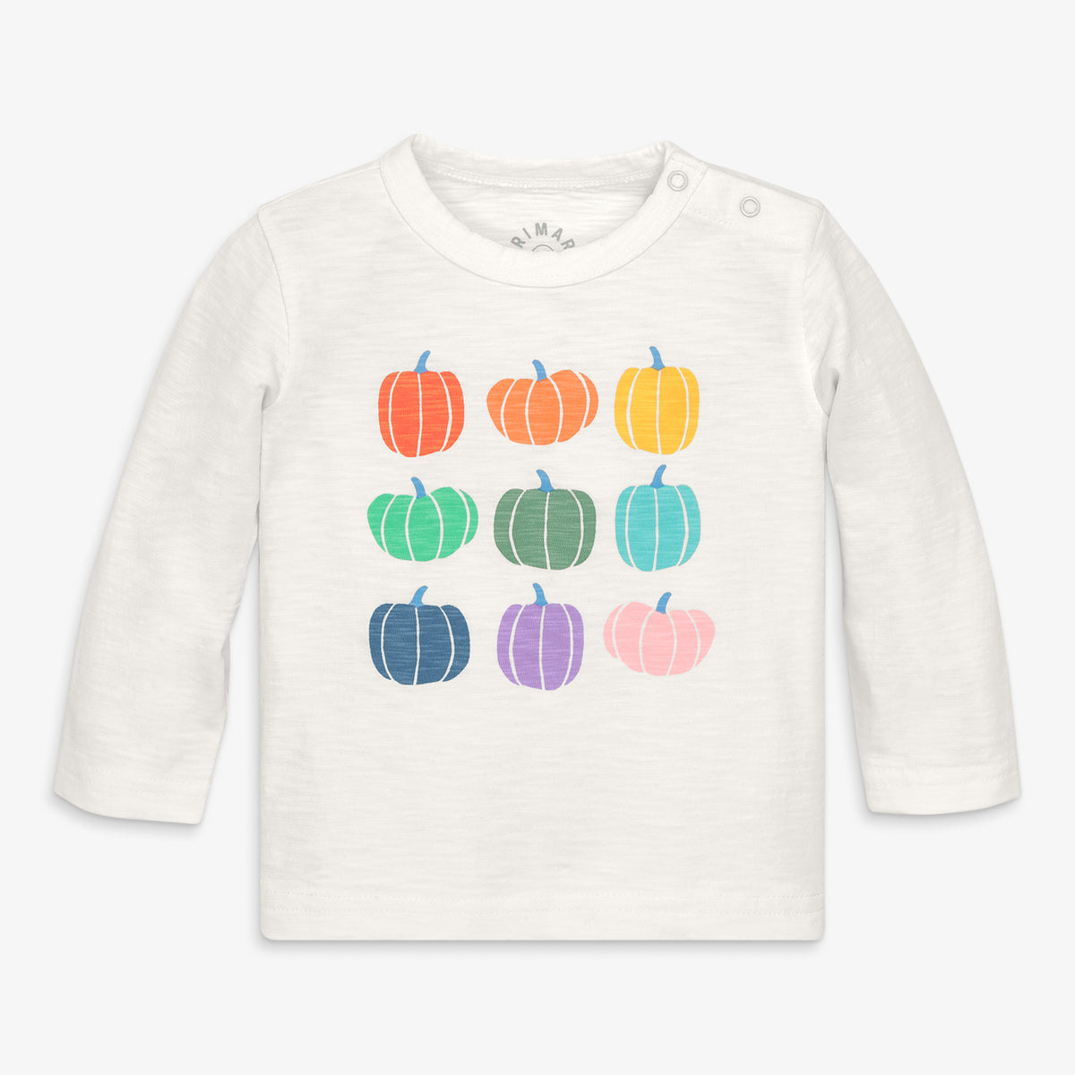 Baby long sleeve rainbow pumpkin tee in ivory-pumpkin