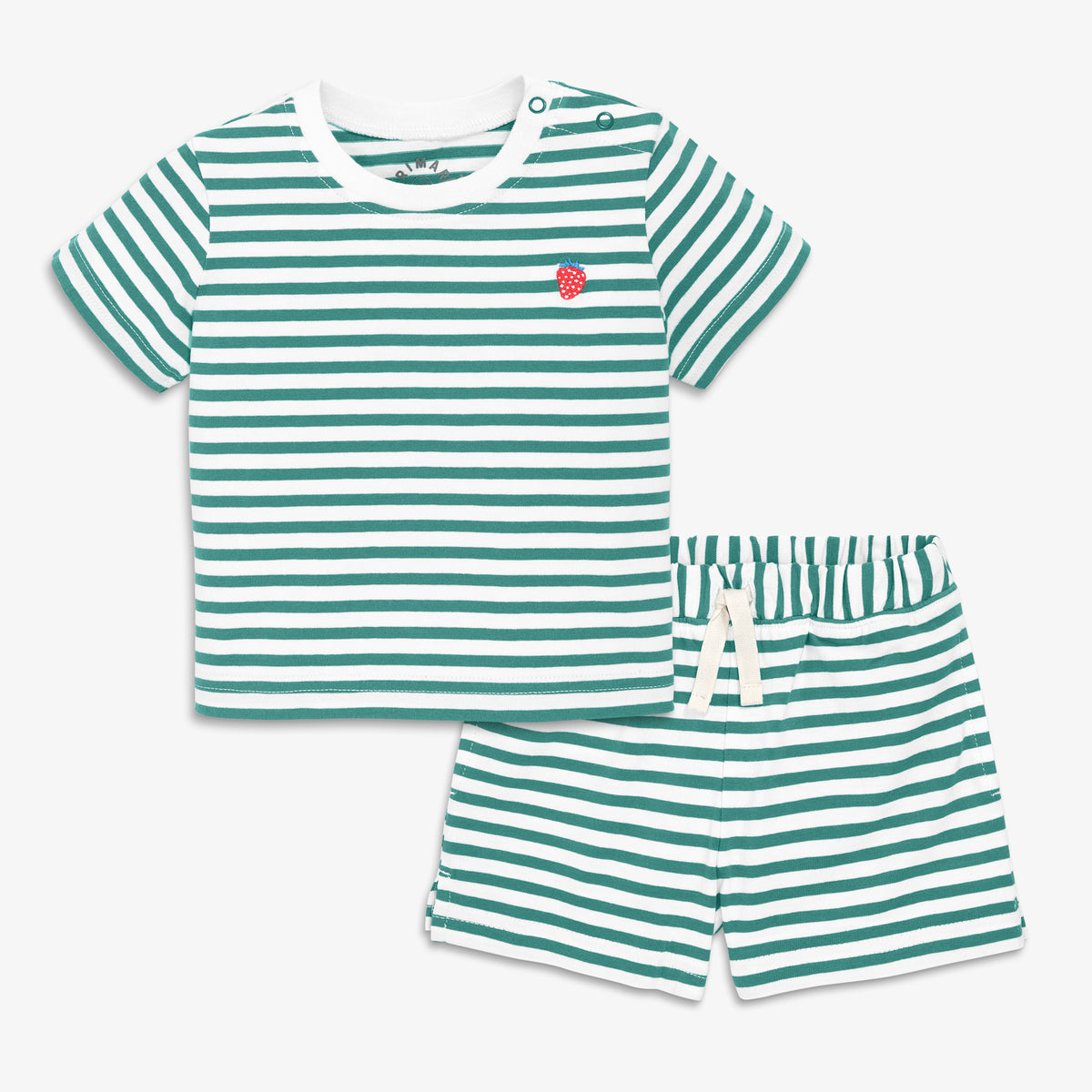 Clearance baby stripe embroidered set in sunwashed-teal-white-stripe