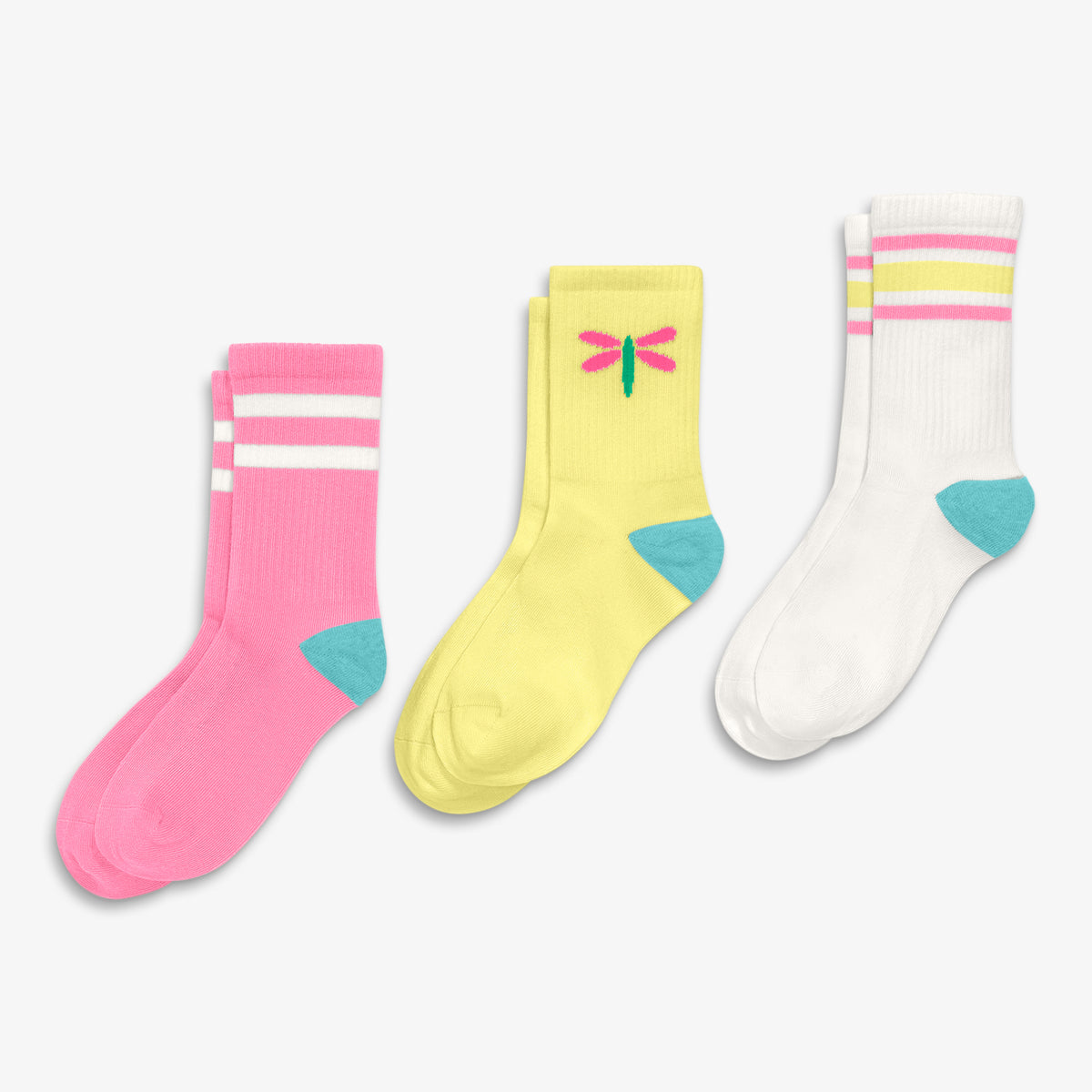 Clearance kids athletic sock 3-pack in dragonfly mix in dragonfly-mix