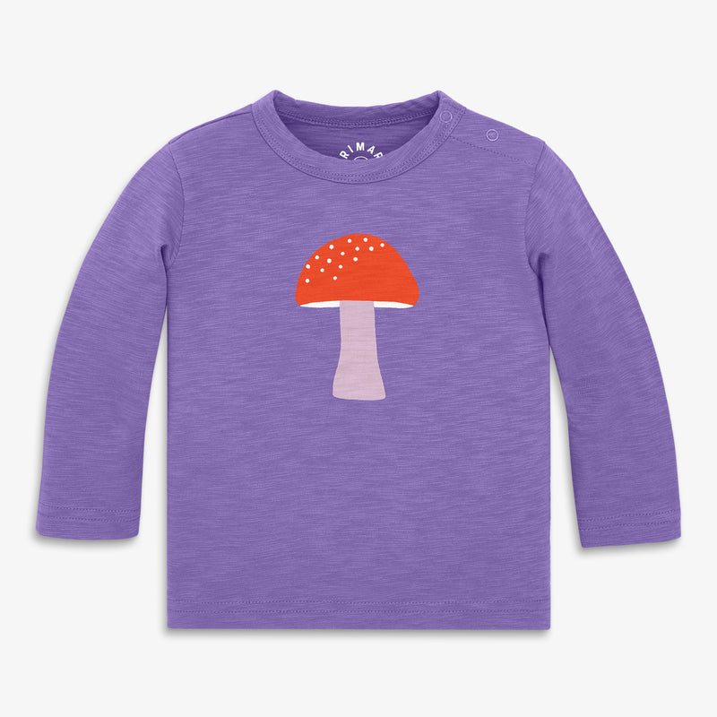 Baby long sleeve mushroom tee in violet-mushroom