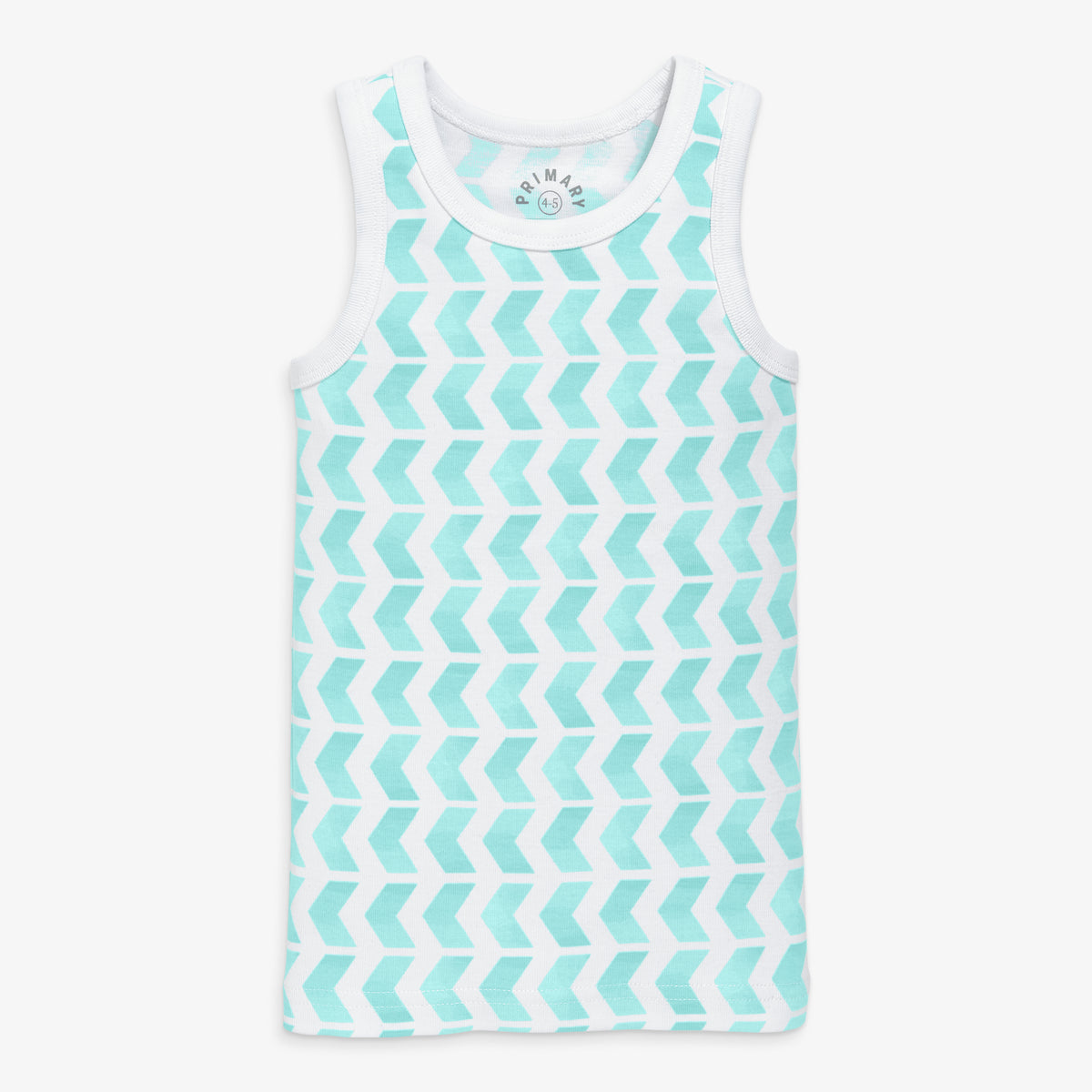 Clearance kids organic pj tank in tile in mist-chevron-tiles