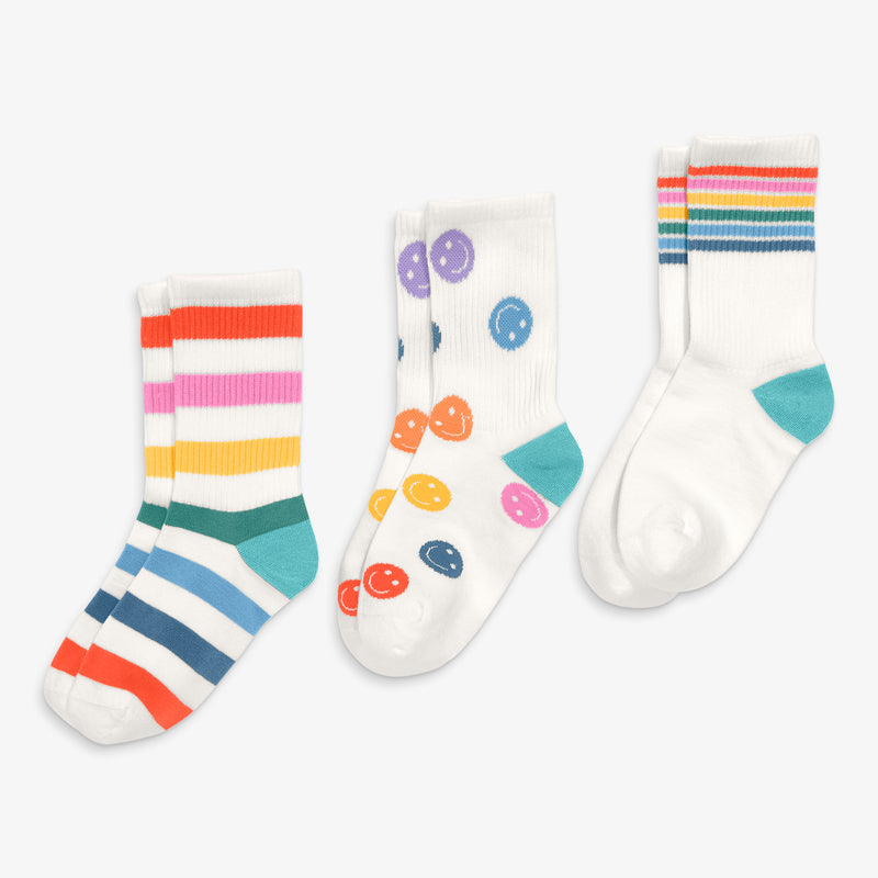 Kids athletic sock 3-pack in rainbow mix