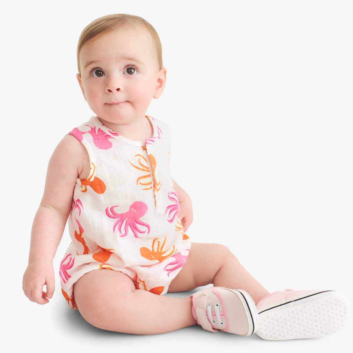 Clearance baby cotton gauze bubble shortie in octopus pals