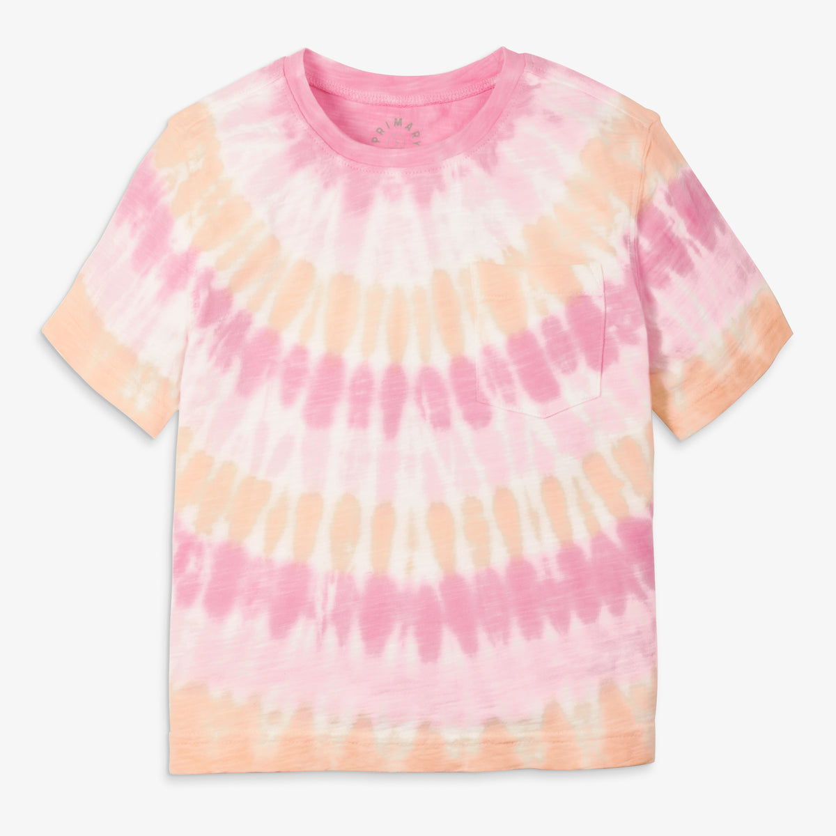 Clearance kids easy pocket tee in tie-dye in warm-sunburst-tie-due